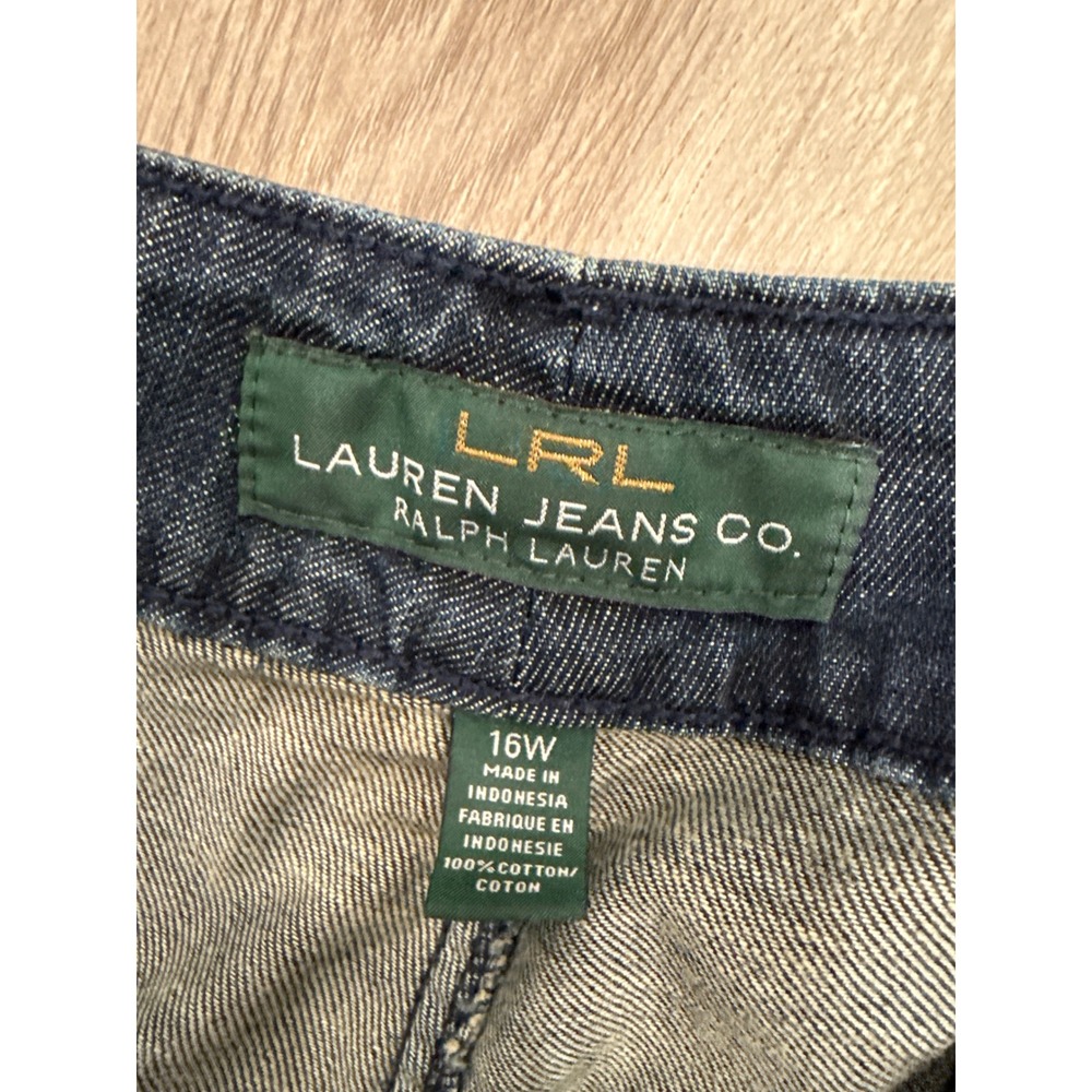 Lauren Ralph Lauren Jeans Co Womens 16W Dark Wash Wide Leg Denim Trouser Pants - Picture 4 of 6